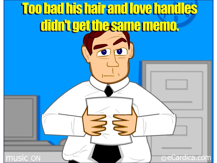 His Hair Missed The Memo eCard - free 30th Birthday greeting card
