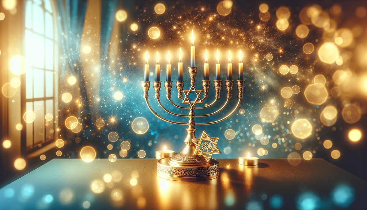 Menorah Glow eCard - free Hanukkah greeting card
