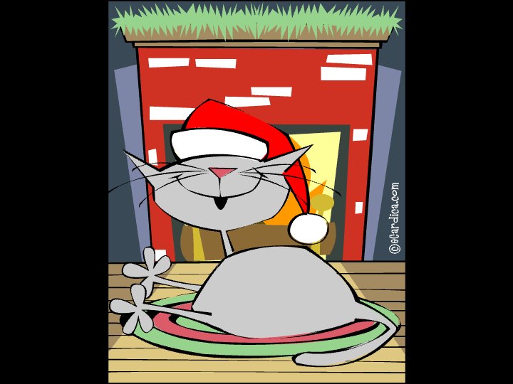 Meowy Christmas Santa Cat eCard - free Christmas greeting card
