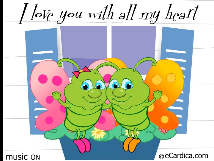 Love You With All My Heart eCard - free Miss You greeting card