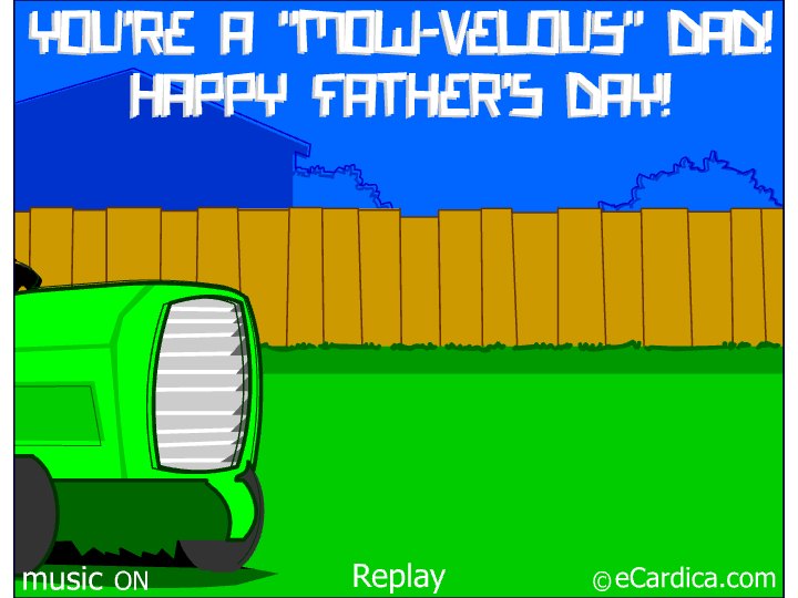 Mow-velous Dad Lawn Mower eCard - free Father's Day greeting card