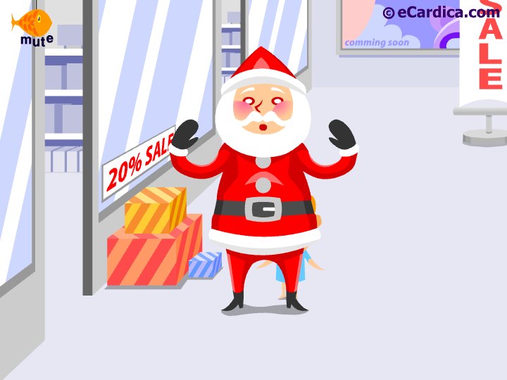 Naughty Santa Holiday Shopping eCard - free More Holidays greeting card
