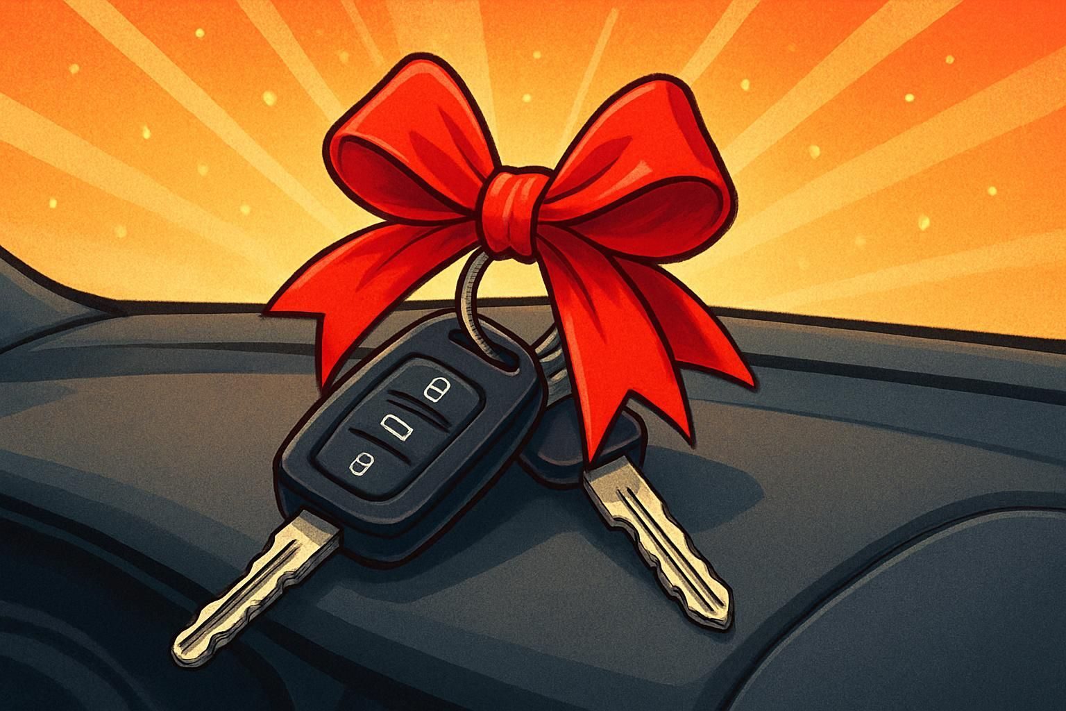 Keys to the New Ride eCard - free New Car greeting card