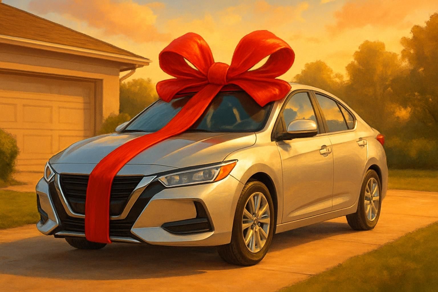 Big Red Bow eCard - free New Car greeting card