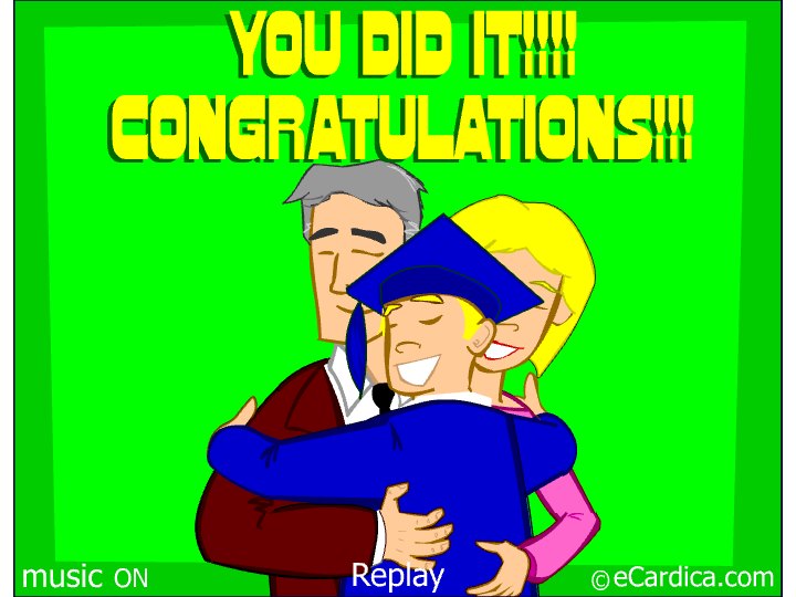 You Did It Graduation Hug eCard - free Graduation greeting card