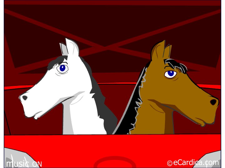 New Horses Under The Hood eCard - free New Car greeting card