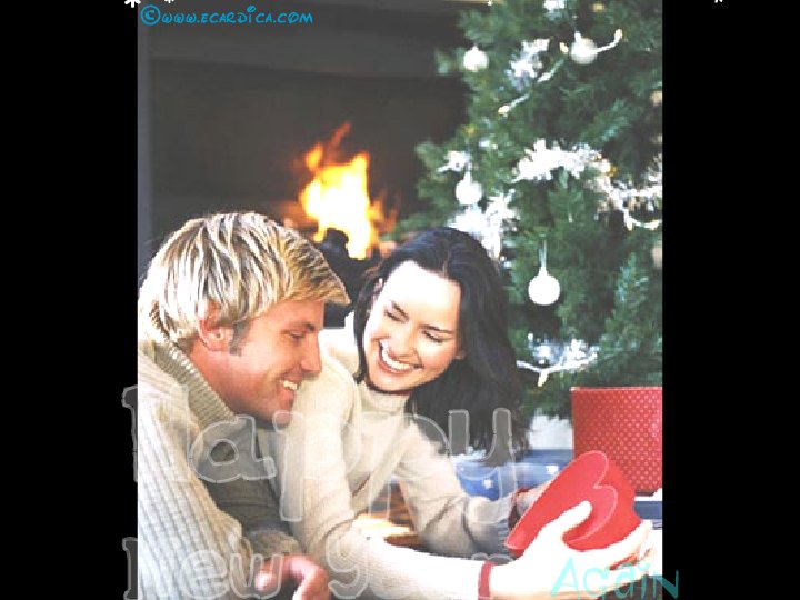 Couple By New Year Fireplace