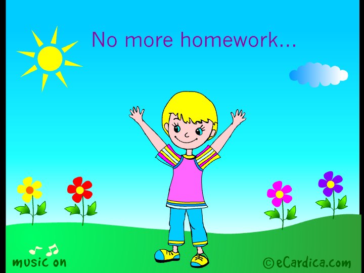 No More Homework eCard - free Back to School greeting card