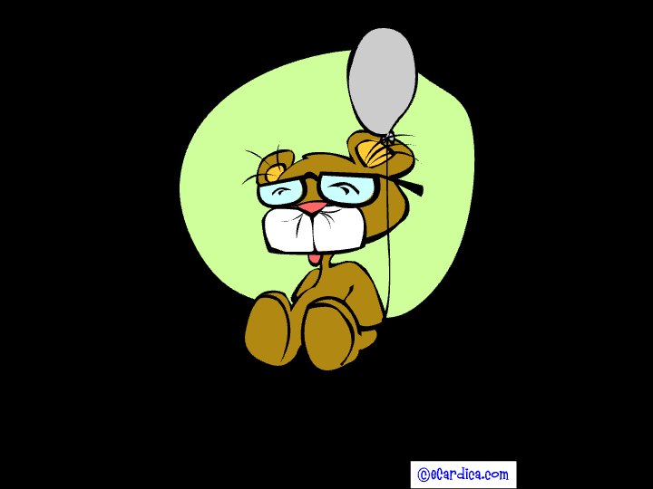 Old Bear With Balloon eCard - free Over the Hill greeting card