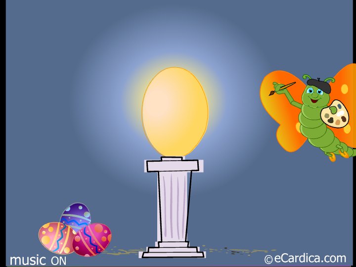 Caterpillar Painting Easter Egg eCard - free Easter greeting card