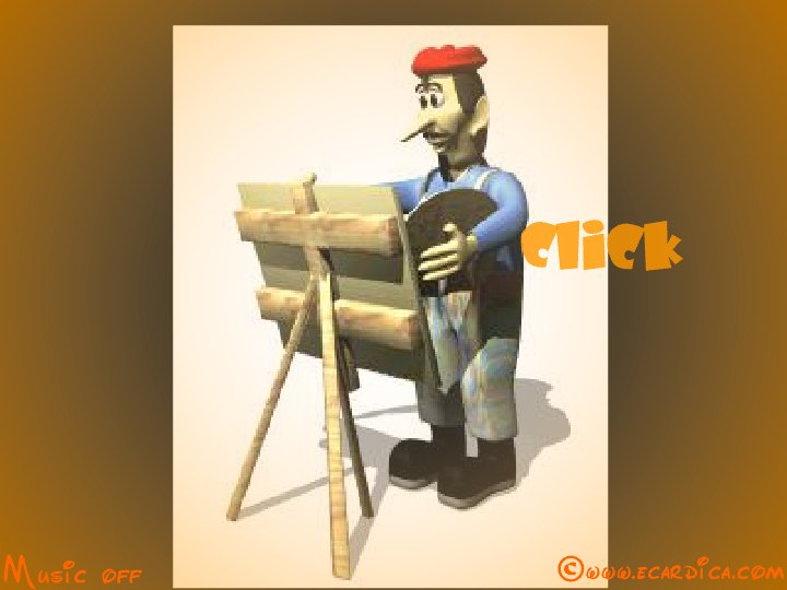 Cartoon Artist Painting At Easel eCard - free Just Because greeting card