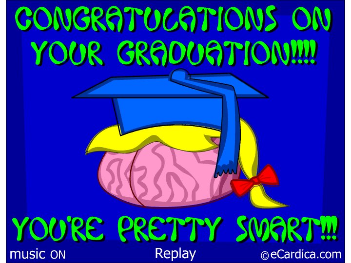 You're Pretty Smart Brain Grad eCard - free Graduation greeting card