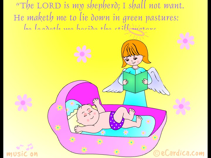 Angel And Baby Psalm 23 eCard - free More Holidays greeting card