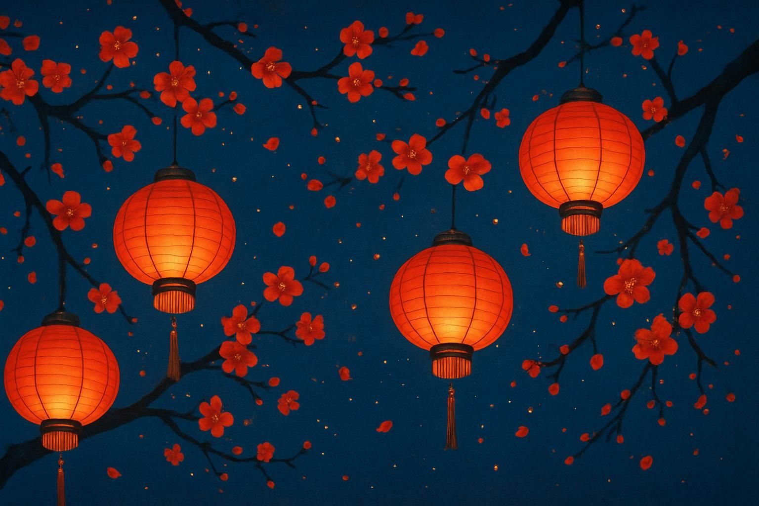 Red Lanterns eCard - free Lunar New Year greeting card