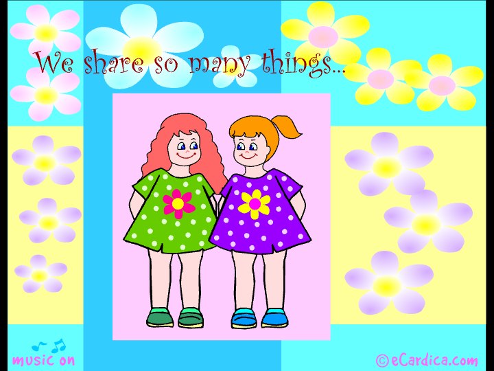 Two Friends Share So Many Things eCard - free Friendship greeting card