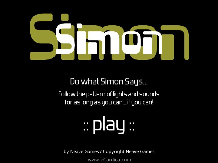 Simon Says Memory Game eCard - free Classic Games greeting card