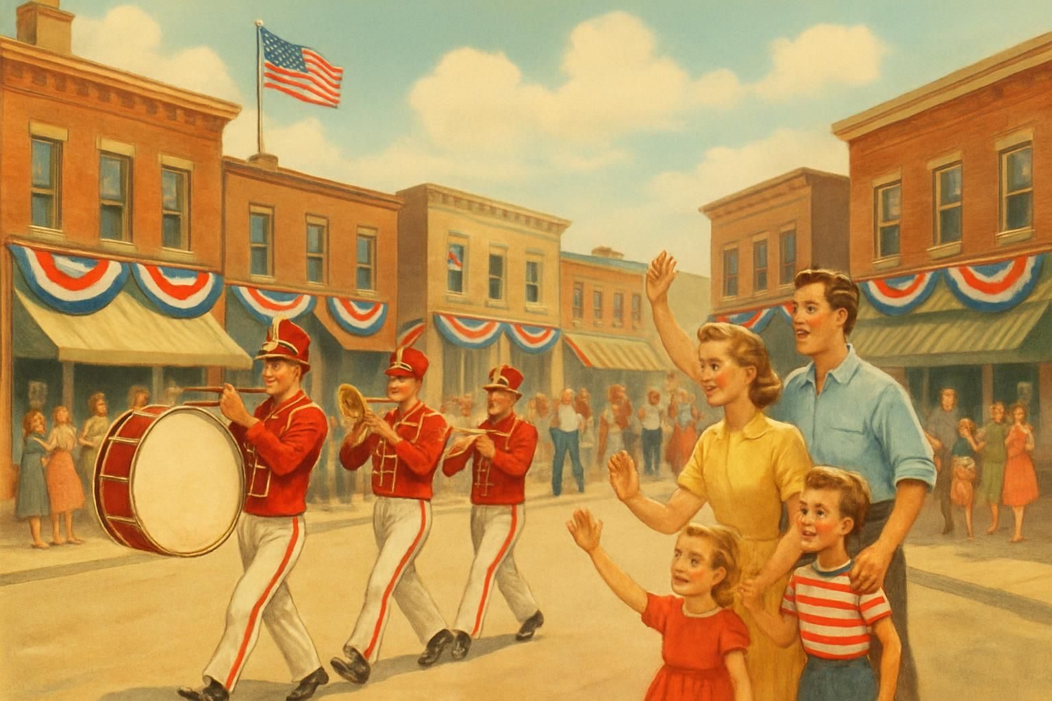 Small Town Parade Fourth of July eCard