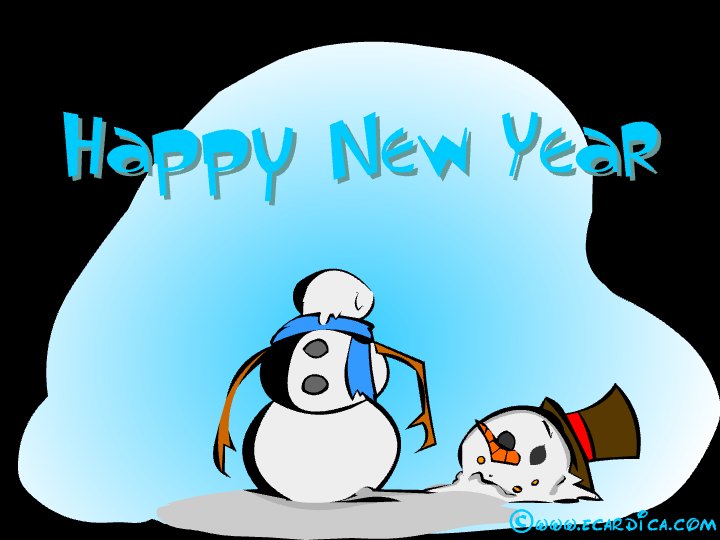 Melting Snowman Happy New Year