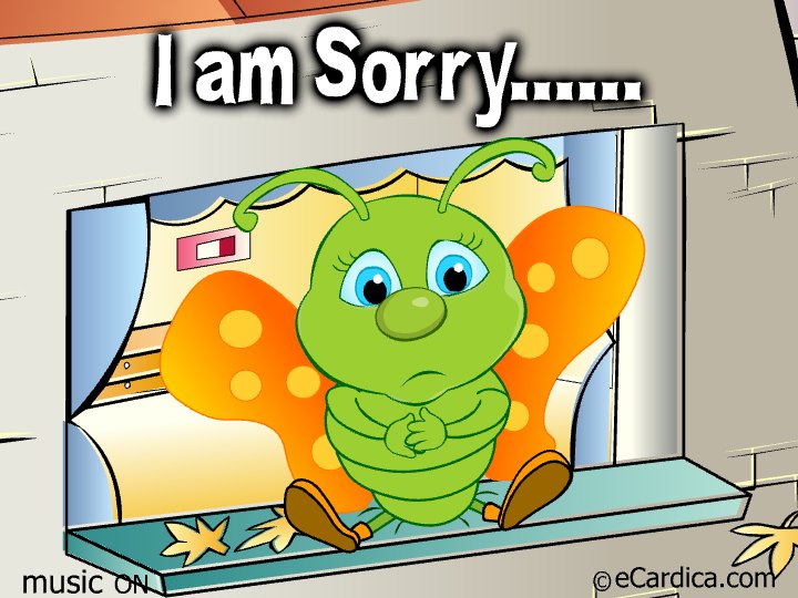 I Am Sorry Sad Butterfly eCard - free Sorry greeting card