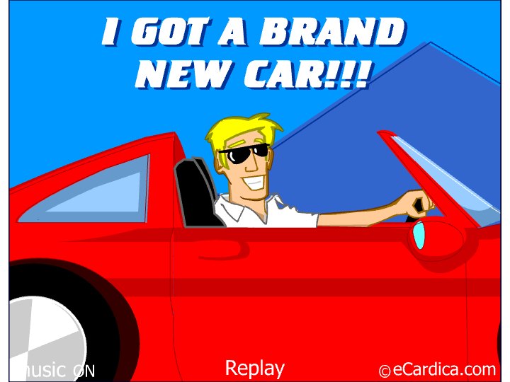 Brand New Sports Car Congrats eCard - free New Car greeting card