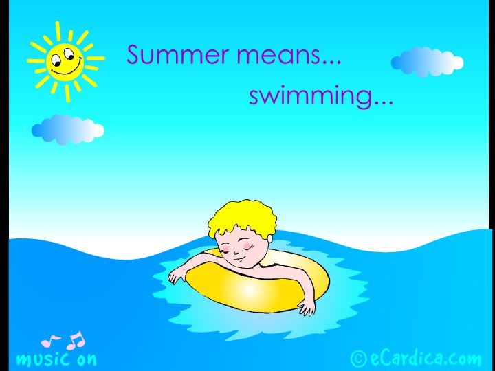 Summer Means Swimming eCard - free Back to School greeting card