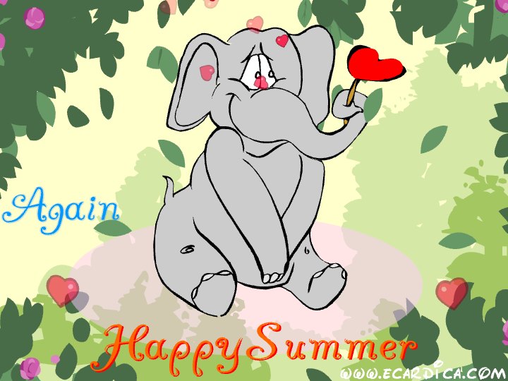 Happy Summer Elephant eCard - free Summer greeting card