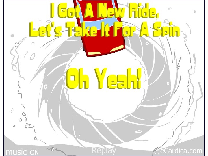 Take It For A Spin New Car eCard - free New Car greeting card