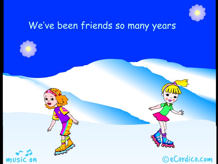 Skating Friends For Many Years eCard - free Friendship greeting card