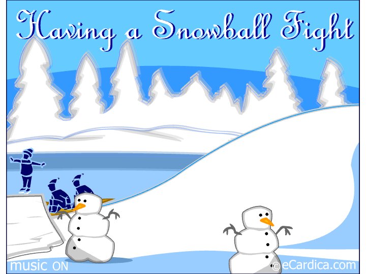 Winter Snowball Fight Fun Card eCard - free Winter greeting card