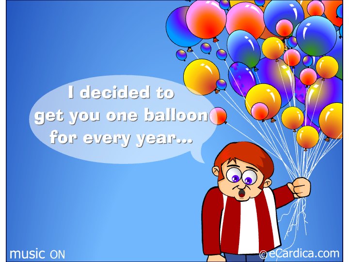 One Balloon For Every Year eCard - free Over the Hill greeting card