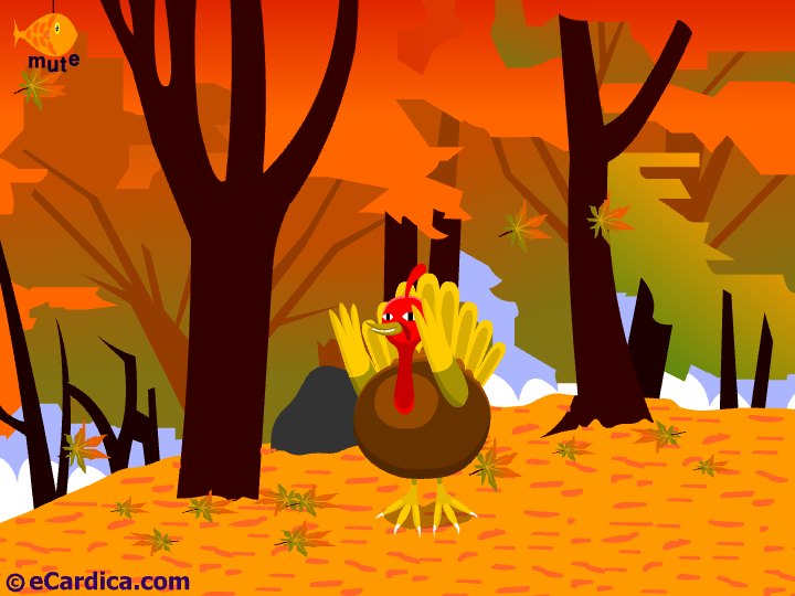 Autumn Thanksgiving Turkey In Woods eCard - free More Holidays greeting card