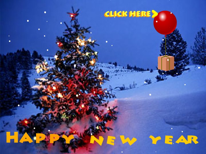 Happy New Year Snowy Tree