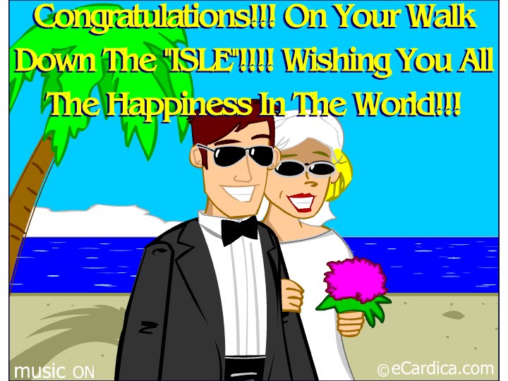 Beach Wedding Congratulations Card