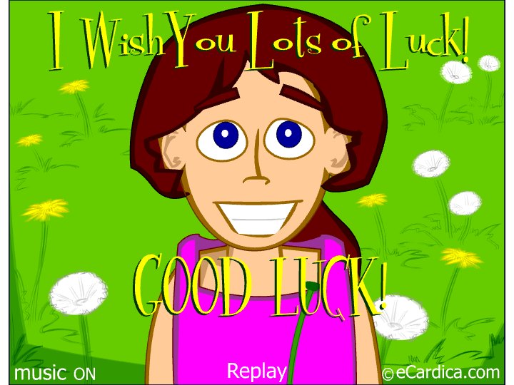 Girl Wishes You Lots Of Luck eCard - free Good Luck greeting card