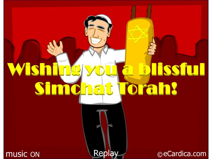 Wishing You Blissful Simchat Torah eCard - free More Holidays greeting card