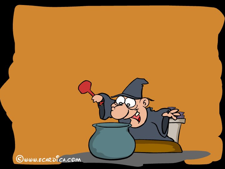 Witch Brewing A Halloween Potion eCard - free Halloween greeting card