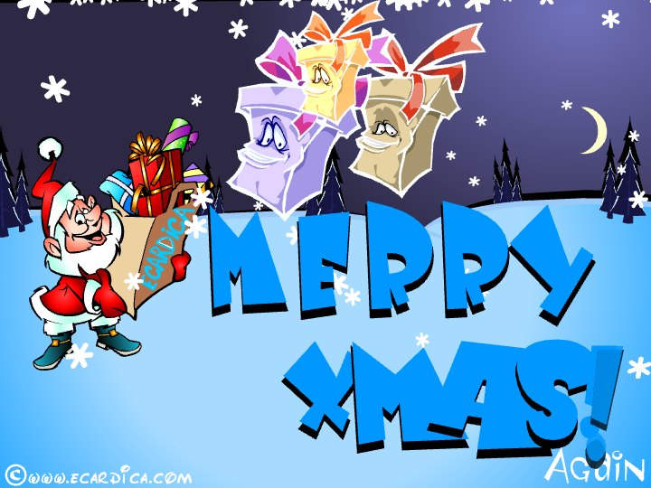 Merry Xmas Santa Surprise eCard - free Christmas greeting card