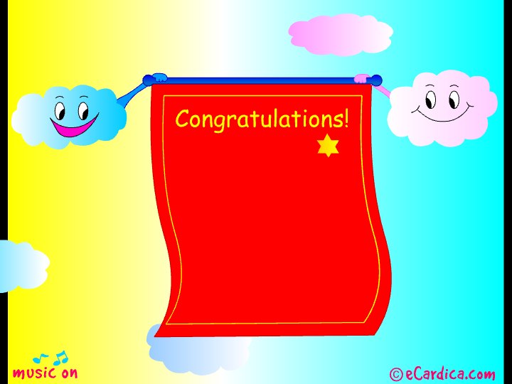 Congratulations You Won Banner eCard - free More Holidays greeting card
