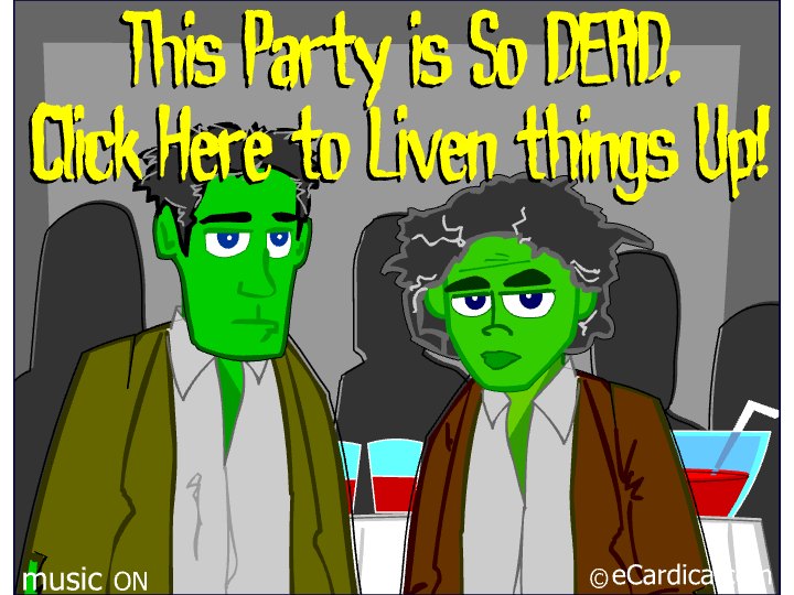 Zombie Party Liven Things Up eCard - free Halloween greeting card